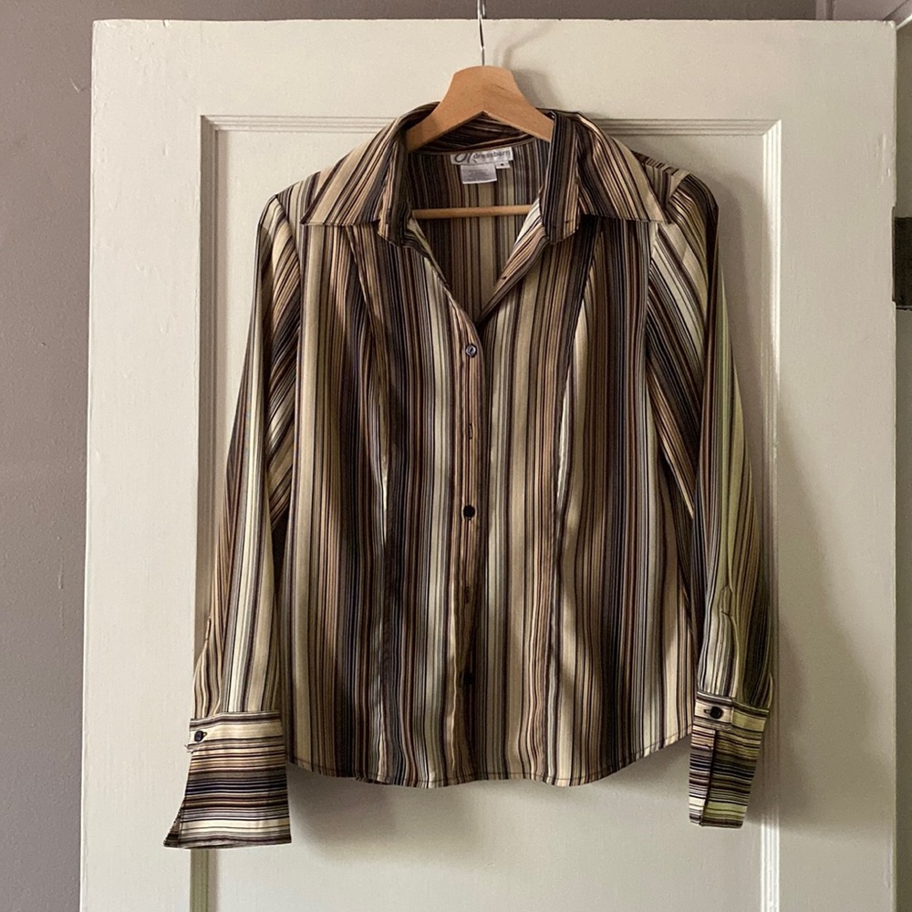 2000s does 70s striped blouse